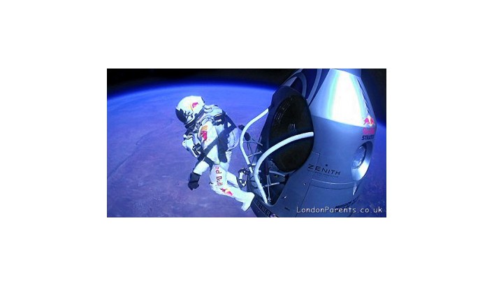 Austrian skydiver Felix Baumgartner makes a record-breaking 24-mile jump from space