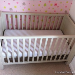 Gorgeous Oscar Cot from Naturalmat in Grisato colour with 3 positions including a mattress 