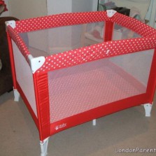 Baby Weavers travel cot, dotty red, UNUSED 